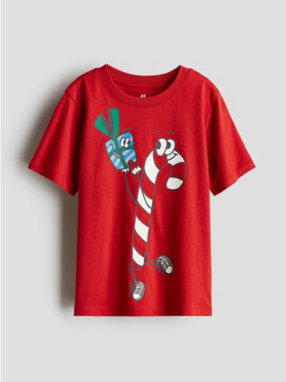 H&M Red Candy Cane Tee Size 6-8 kids